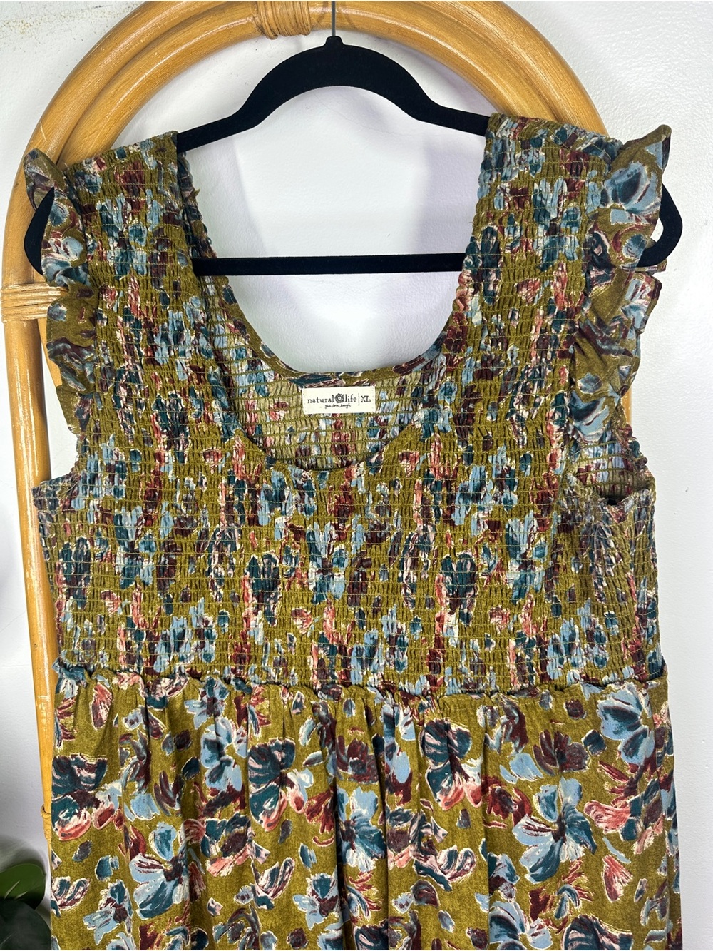 Natural Life Olivia Smocked Green Maxi Dress sz XL - Picture 7 of 10